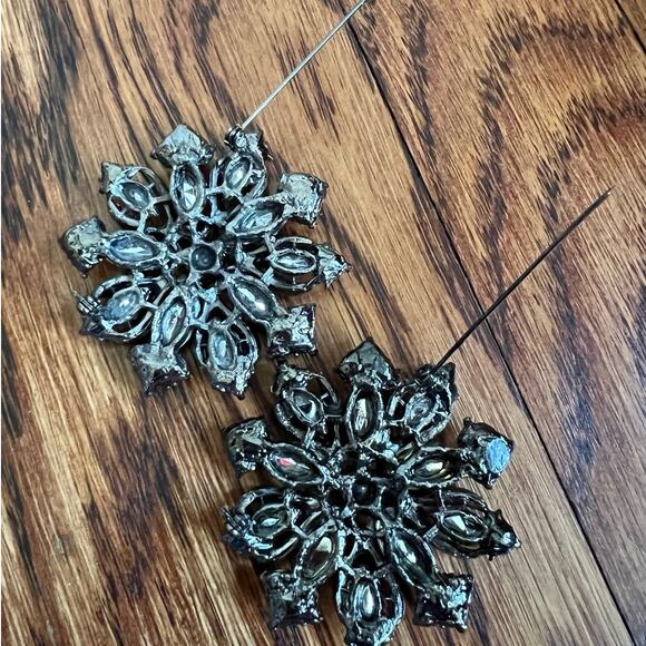 Vintage Art Deco Rhinestone Flower Brooches Burnt Orange Pin Jewelry Women Glam - Picture 7 of 14
